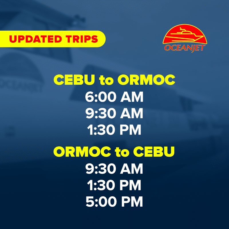 Oceanjet Ferry Schedule 2022 Cebu to Bohol & Cebu to Ormoc PHBus