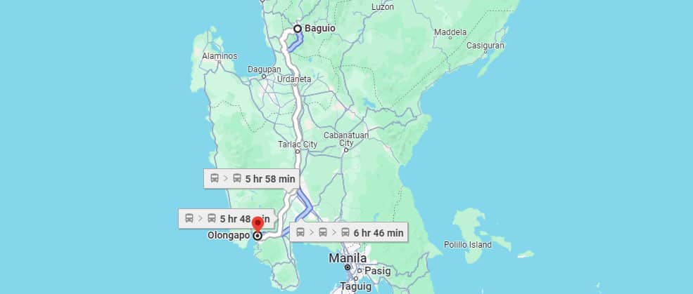 Baguio to Olongapo Bus Travel Time