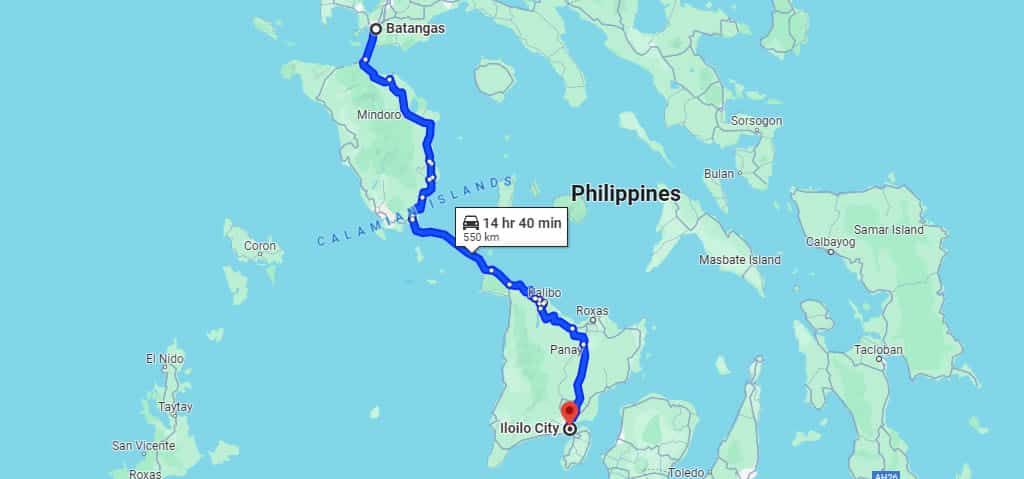 Batangas to Iloilo ferry distance