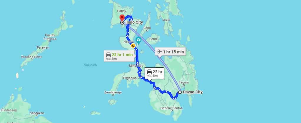 Davao to Iloilo by Ferry Distance