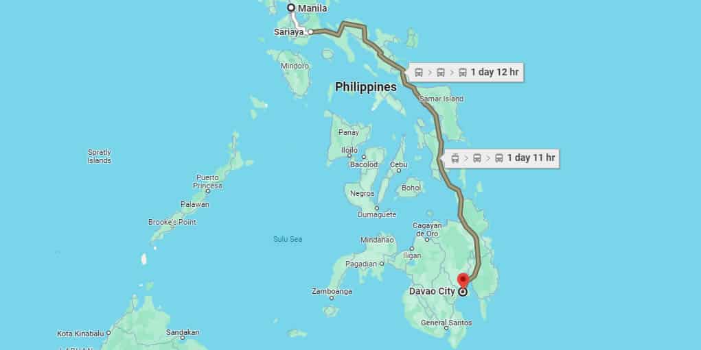 Manila to Davao Ferry Distance