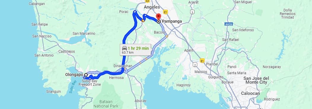 Olongapo to Pampanga by bus